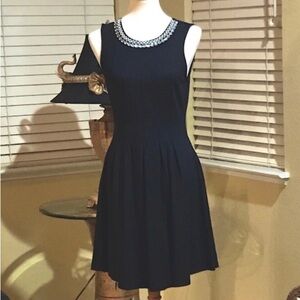 Monteau Little Black Dress with Beaded Neckline Size XS